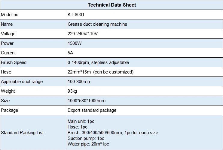 KT-8001 Kitchen Exhaust Cleaning Machine